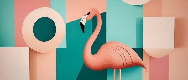 Flamingo in geometrischem Farbenspiel