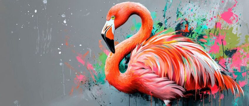 Flamingo in leuchtenden Farben – Modern