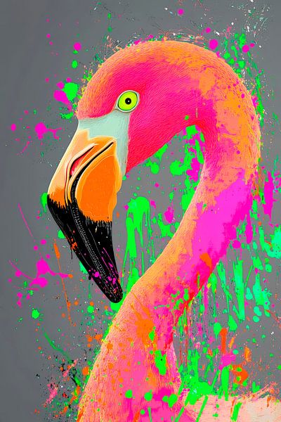 Flamingo in leuchtenden Farben – Pop-Art