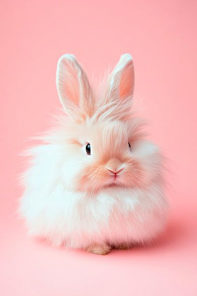 Flauschiges Kaninchen auf zartem Pink