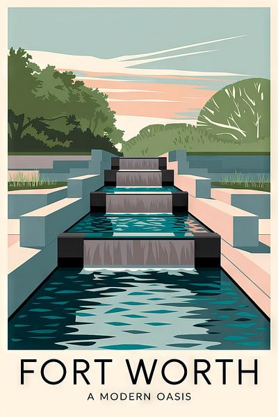 Fort Worth, Texas Vintage Travel Poster