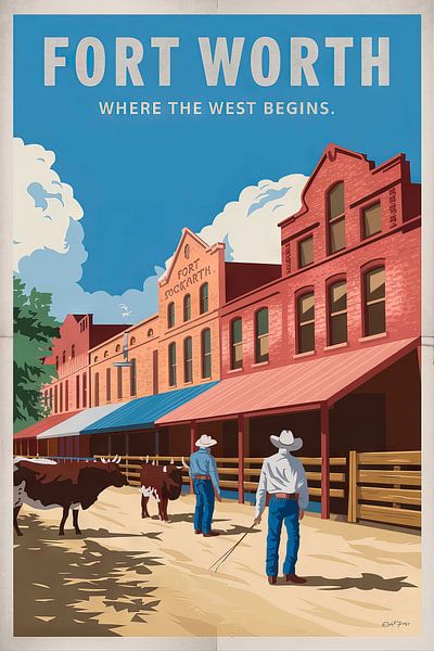 Fort Worth, Texas - Vintage Travel Poster