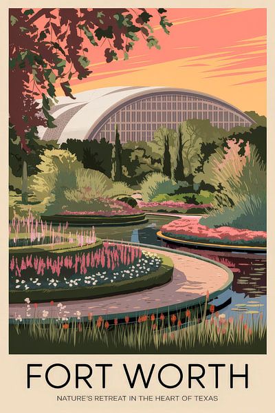 Fort Worth, Texas Vintage Travel Poster