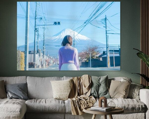 Frau vor dem Fuji-Berg – Japanisch