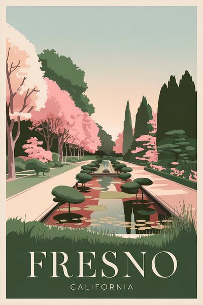 Fresno, California Vintage Travel Poster