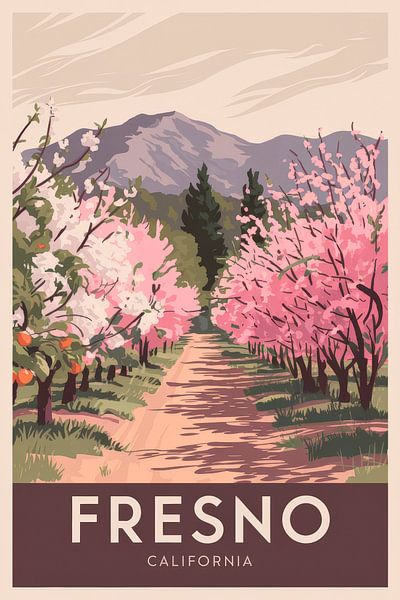 Fresno, California Vintage Travel Poster