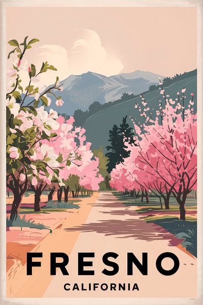 Fresno, California Vintage Travel Poster