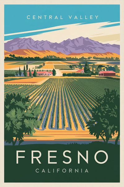 Fresno, California Vintage Travel Poster