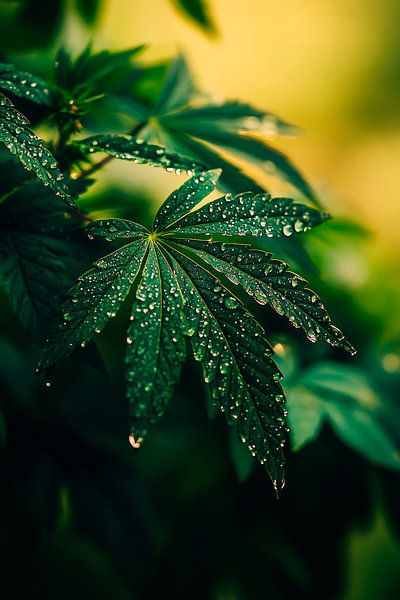 Frische Blätter mit Wassertropfen