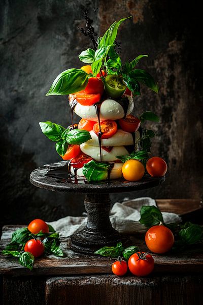 Frische Caprese-Torte mit Basilikum