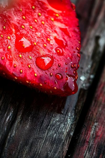 Frische Erdbeere mit Wassertropfen