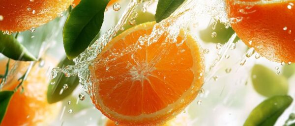 Frische Orangen in spritzigem Wasser