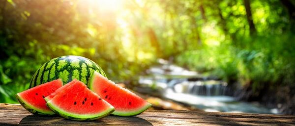 Frische Wassermelone am Flussufer