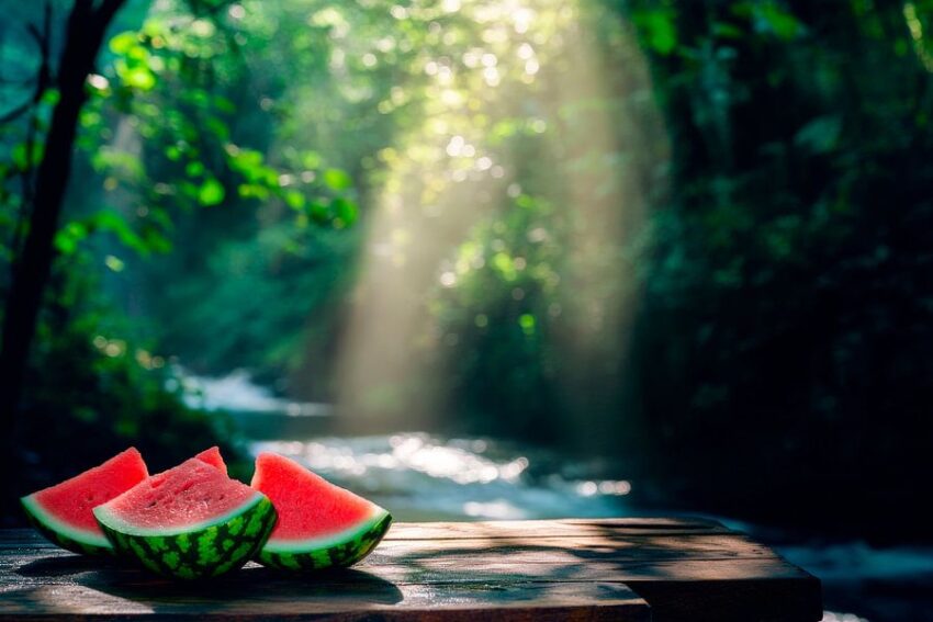 Frische Wassermelonen in der Natur