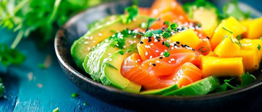 Frischer Avocado-Lachs-Salat mit Mango