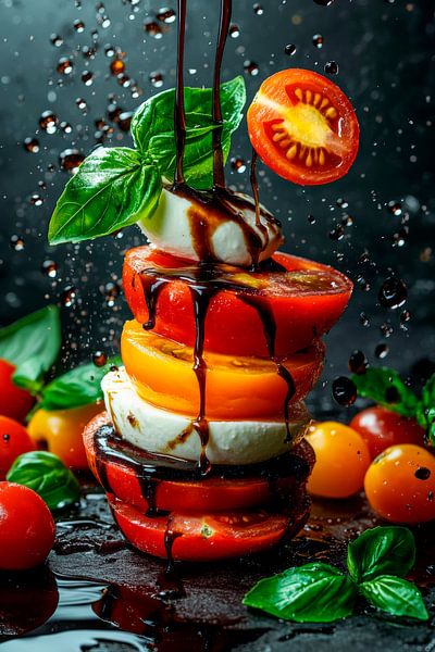 Frischer Caprese-Turm mit Balsamico-Dressing