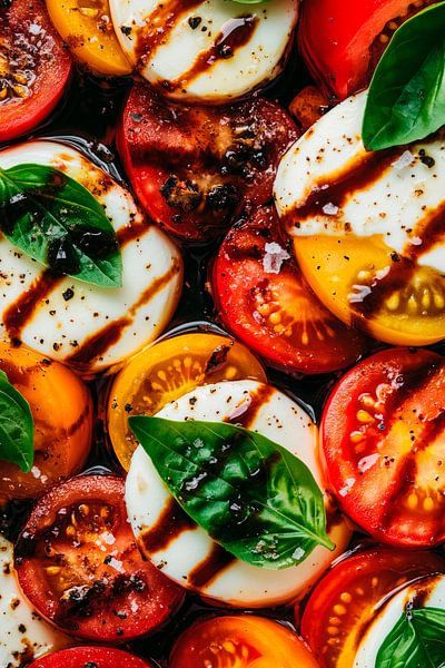 Frischer Mozzarella mit bunten Tomaten