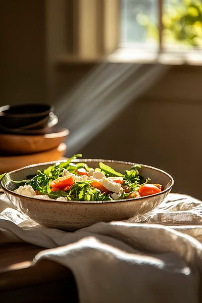 Frischer Salat im sanften Lichtspiel