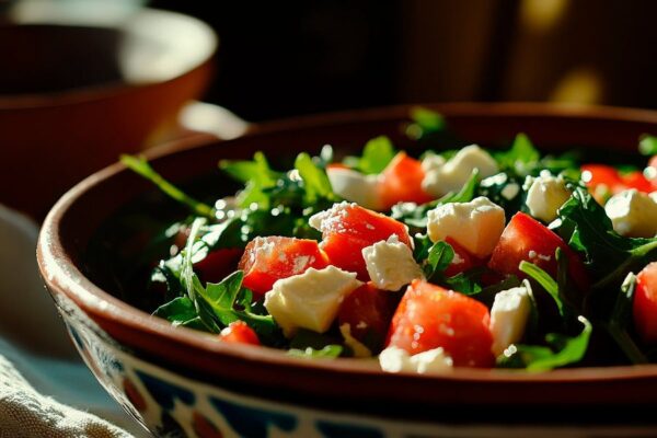 Frischer Salat mit Feta und Tomaten