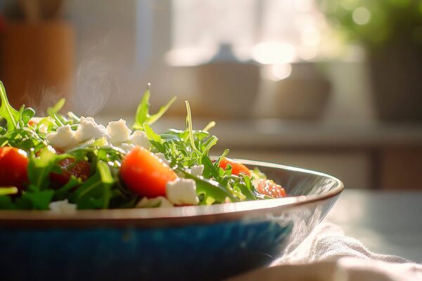 Frischer Salat mit Tomate und Feta