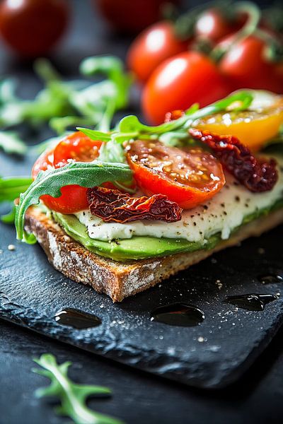 Frisches Avocado-Brot mit Tomaten