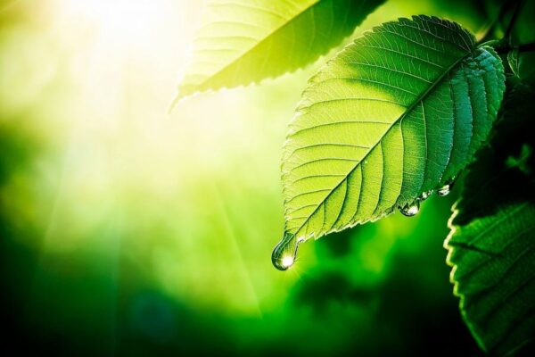 Frisches Blatt mit Wassertropfen