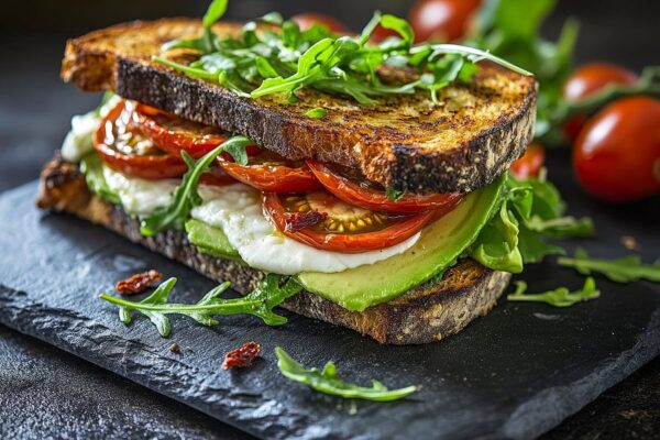 Frisches Sandwich mit Avocado und Rucola