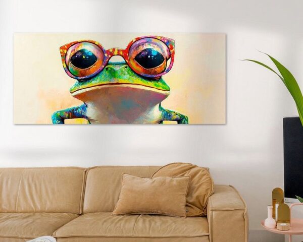 Frosch im Farbenspiel der Brille Schillernde Augenblicke der N