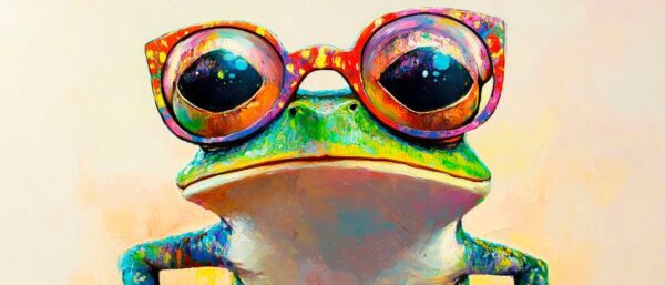 Frosch im Farbenspiel der Brille Schillernde Augenblicke der N