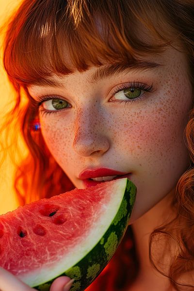 Fruchtige Frische: Mädchen mit Wassermelone