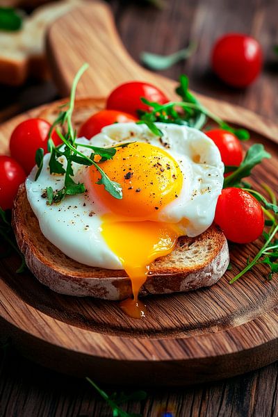 Frühstücksbowl mit Spiegelei und Tomaten