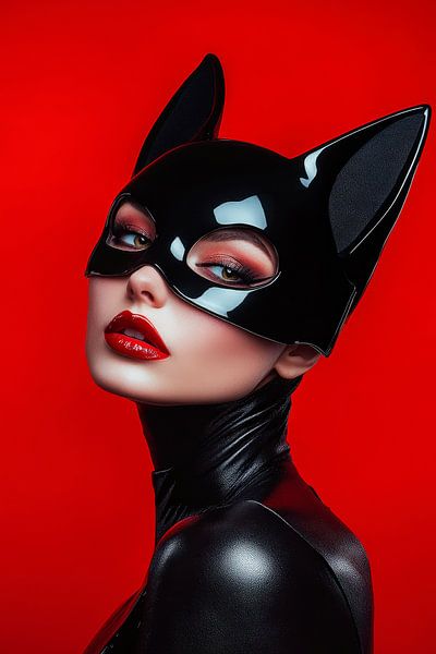 Futuristischer Catwoman-Look in Rot