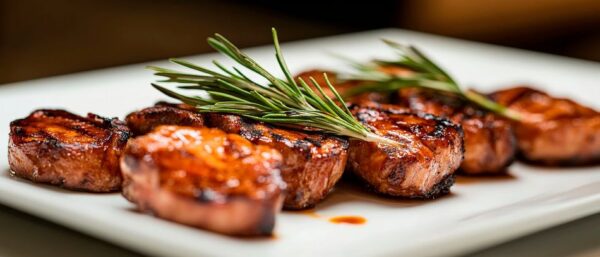 Gegrillte Fleischscheiben mit Rosmarin