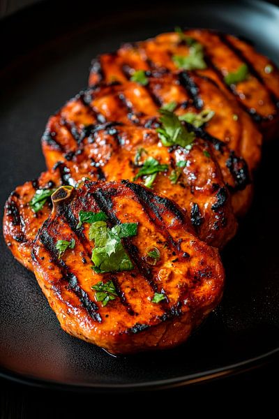 Gegrillte Fleischstücke mit Kräuter-Topping