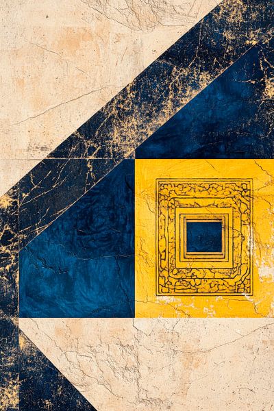 Geometrische Abstraktion in Blau und Gold