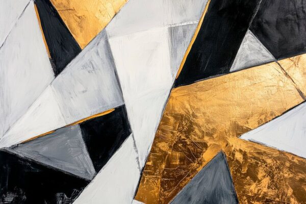 Geometrische Abstraktion in Schwarz und Gold