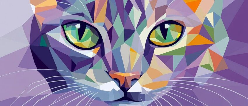 Geometrische Eleganz – Katzenblick Farbige Träume – Katze