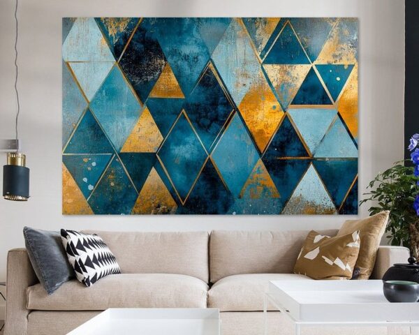 Geometrische Harmonie – Blau & Gold