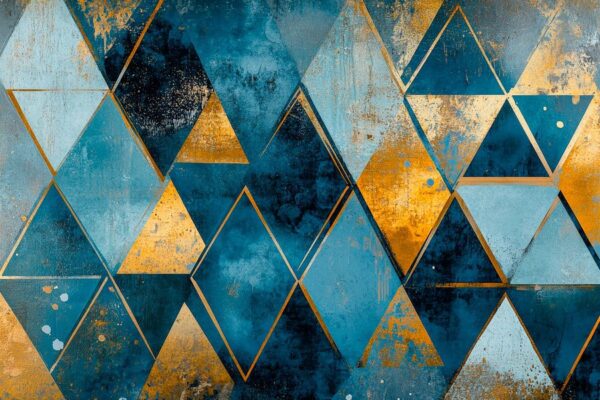 Geometrische Harmonie – Blau & Gold