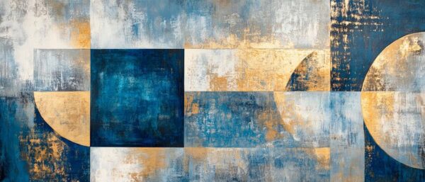 Geometrische Harmonie in Blau und Gold