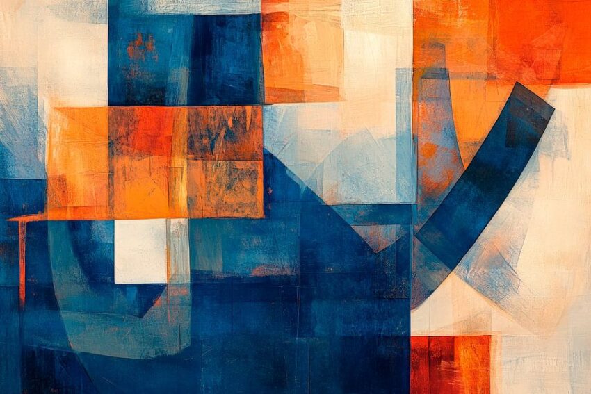 Geometrische Harmonie in Blau und Orange