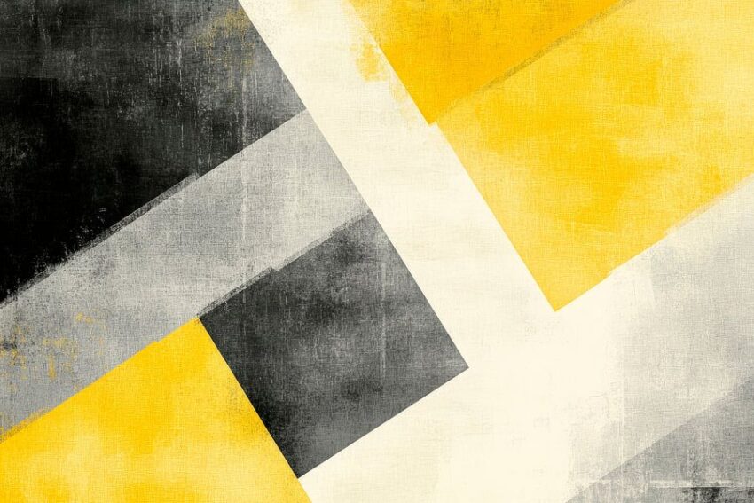 Geometrische Komposition in Gelb und Grau