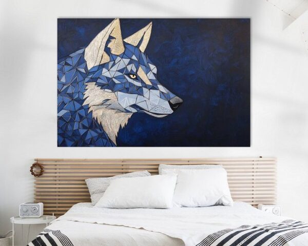 Geometrischer Blaue-Wolf im Nachtlicht