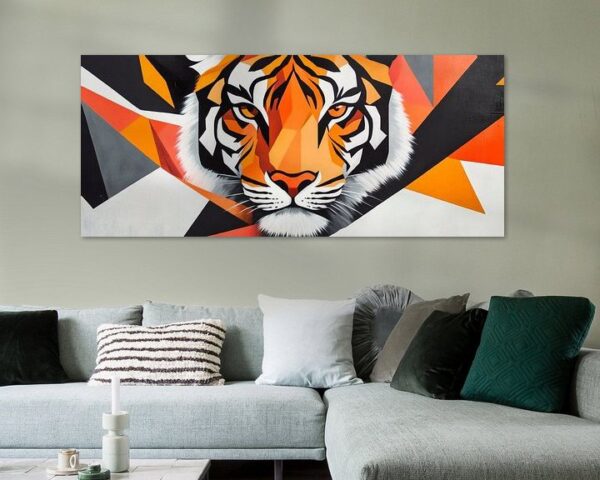 Geometrischer Tiger in kräftigen Farben