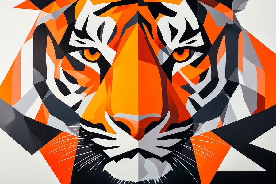 Geometrischer Tiger in leuchtenden Farben
