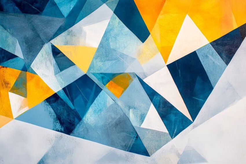 Geometrisches Farbenspiel in Blau-Gelb
