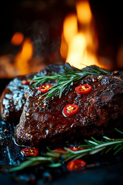 Geröstetes Fleisch mit Chili und Rosmarin