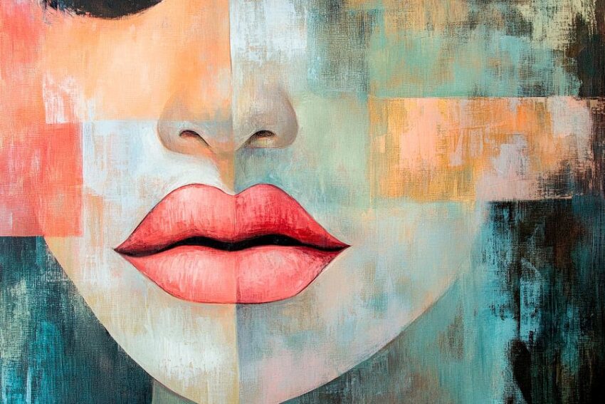 Gesicht der Farben – abstrakte Schönheit Lippen der Träume