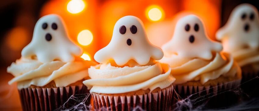 Gespenstische Cupcakes für Halloween-Party