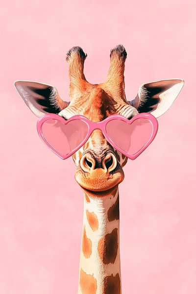 Giraffe mit Herz-Sonnenbrille